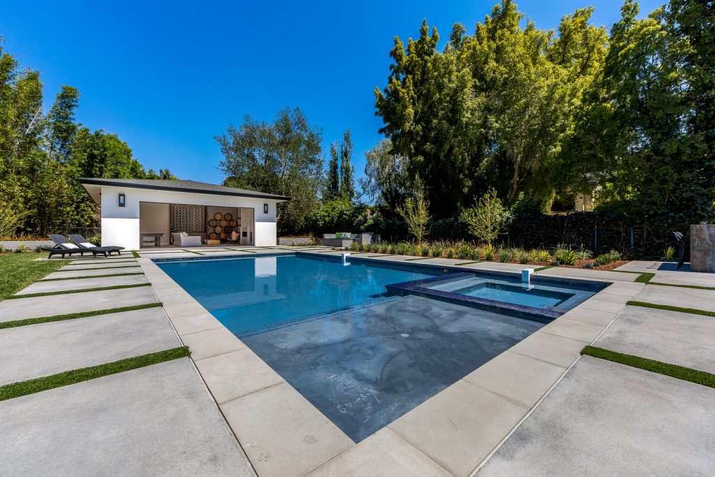 View from Pool of Modern House Build in LA